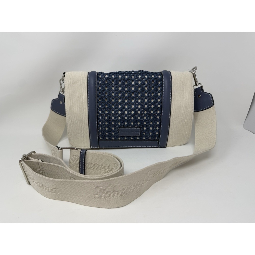 Tommy‎ Bahama Canvas Blue Woven Handbag Crossbody Bag NWT
